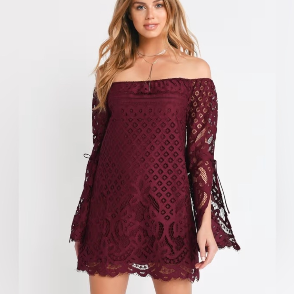 Long Sleeve Lace Mini Dress - Party, Wedding Guest, Summer